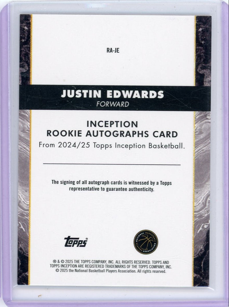 Justin Edwards 2024-25 Topps Inception autograph rookie card