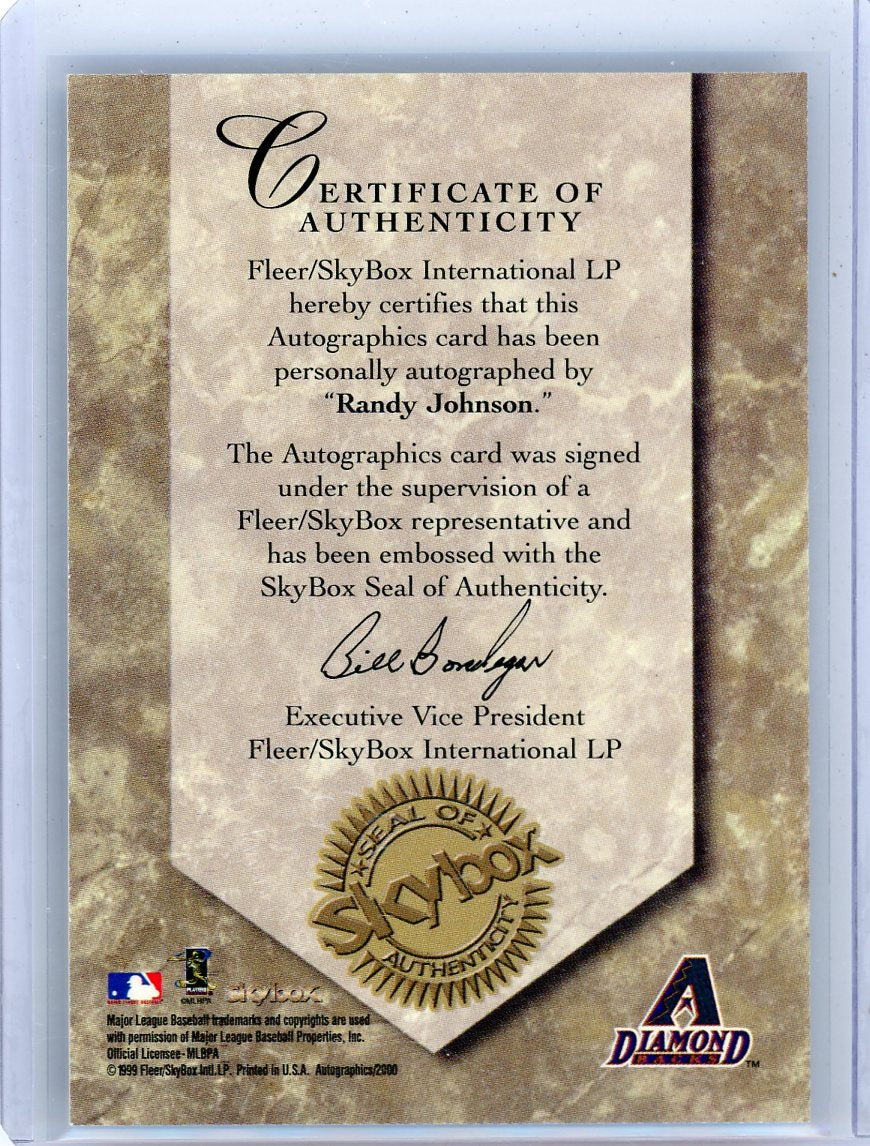 Randy Johnson 1999 Fleer Autographics auto purple #'d 48/50