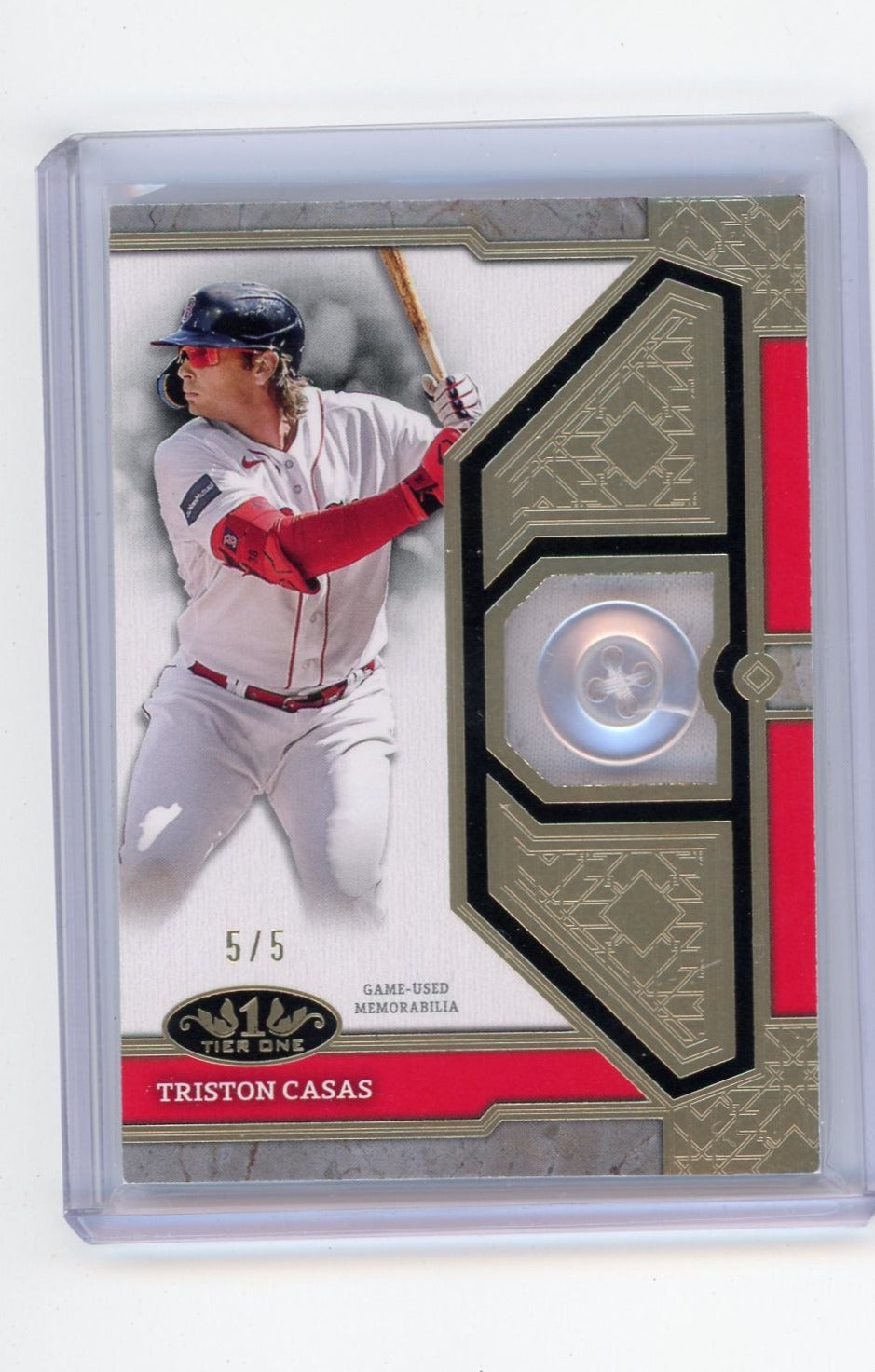 Triston Casas 2024 Topps Tier One Button Relic 'd 5/5 Piece Of The Game