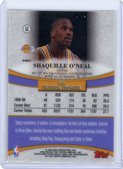 Shaquille O'Neal 1999 Topps Gold Label Class 3 #62