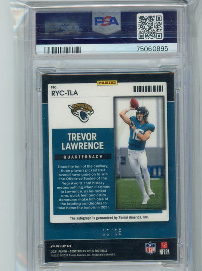 Trevor Lawrence 2021 Panini Contenders Optic R.O.Y Cont. Autograph #'d 12/25 PSA 8