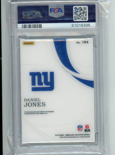 Daniel Jones 2019 Panini Immaculate Collection Rookie Patch Autograph #'d 24/99 PSA 8