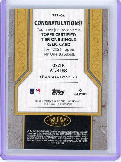 Ozzie Albies 2024 Topps Tier One relic #'d 109/199