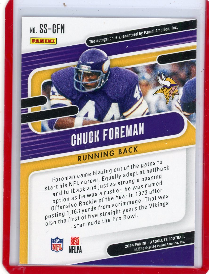 Chuck Foreman 2024 Panini Absolute Signature Standouts autograph #'d 01/75