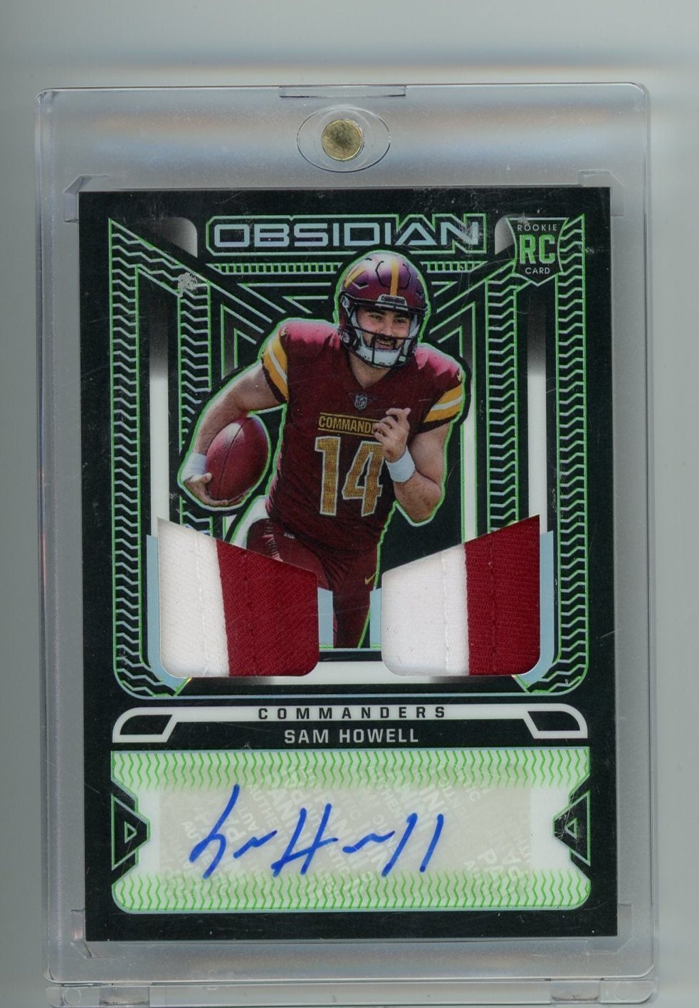 Sam Howell 2022 Panini Obsidian dual relic autograph RC #'d 33/50