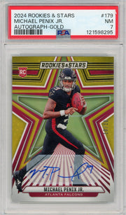 Michael Penix Jr. Panini Rookies & Stars Auto Gold 10/10 PSA 7