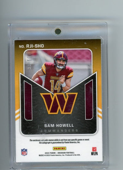 Sam Howell 2022 Panini Obsidian dual relic autograph RC #'d 33/50