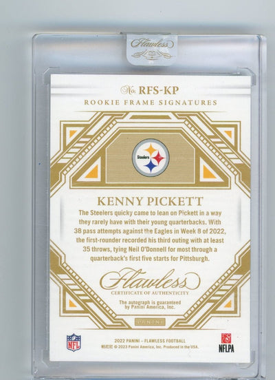 Kenny Pickett 2022 Panini Flawless Rookie Frame Signatures autograph RC #'d 03/25