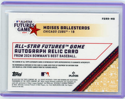 Moises Ballesteros 2024 Bowman's Best Futures Game autograph relic blue ref. #'d 130/150