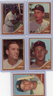 1962 Topps 5-card lot #13 #14 #21 #90 #125