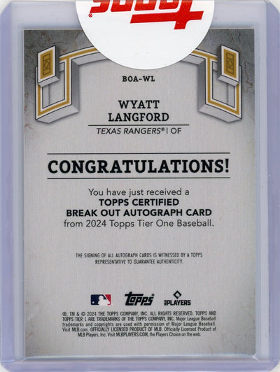 Wyatt Langford 2024 Topps Tier One Rookie Autograph #'d 095/199