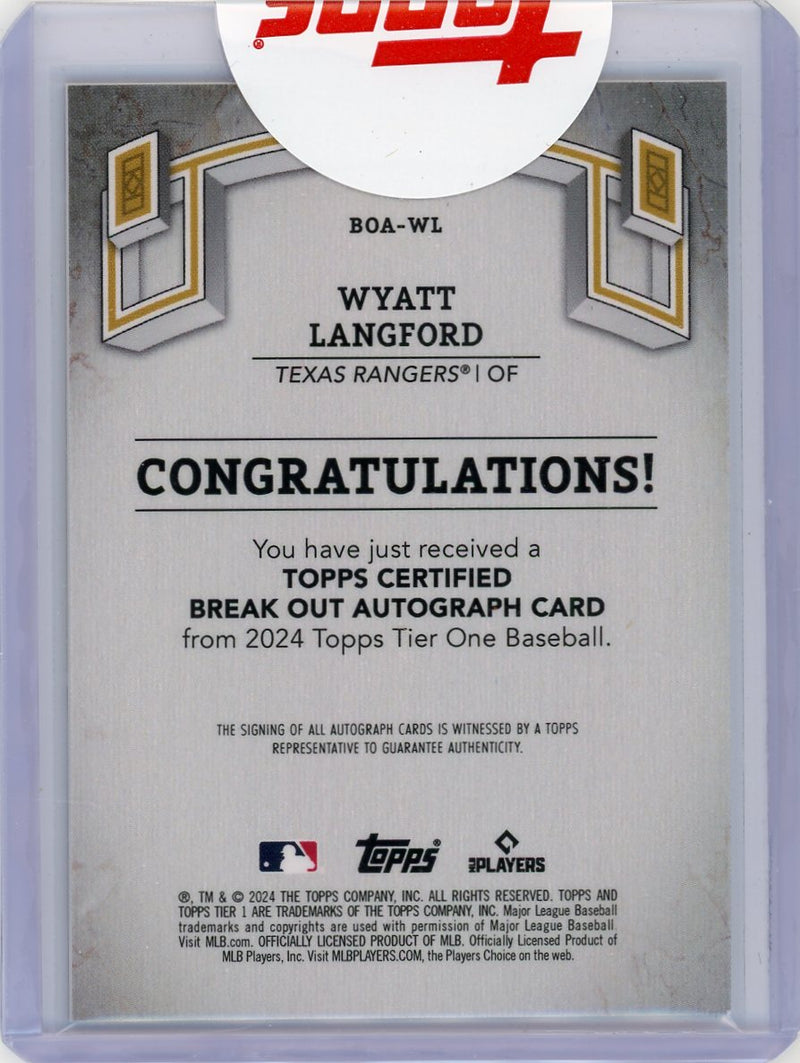 Wyatt Langford 2024 Topps Tier One Rookie Autograph 