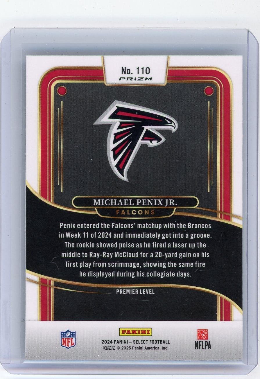 Michael Penix Jr. 2024 Panini Select Premier Level Zebra SP