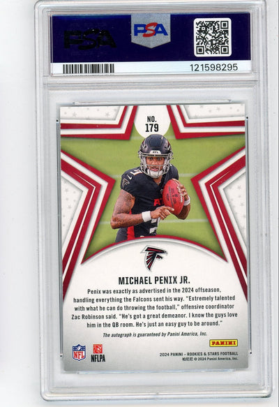 Michael Penix Jr. Panini Rookies & Stars Auto Gold 10/10 PSA 7