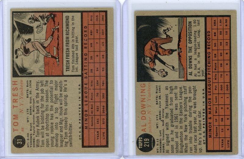 Yankees 1962 Topps 2-card Rookie Card Lot 