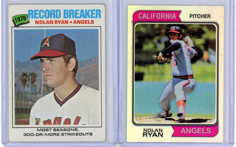 Nolan Ryan 1977 Topps Record Breakers + 1998 Finest Refractor Factory Reprint 