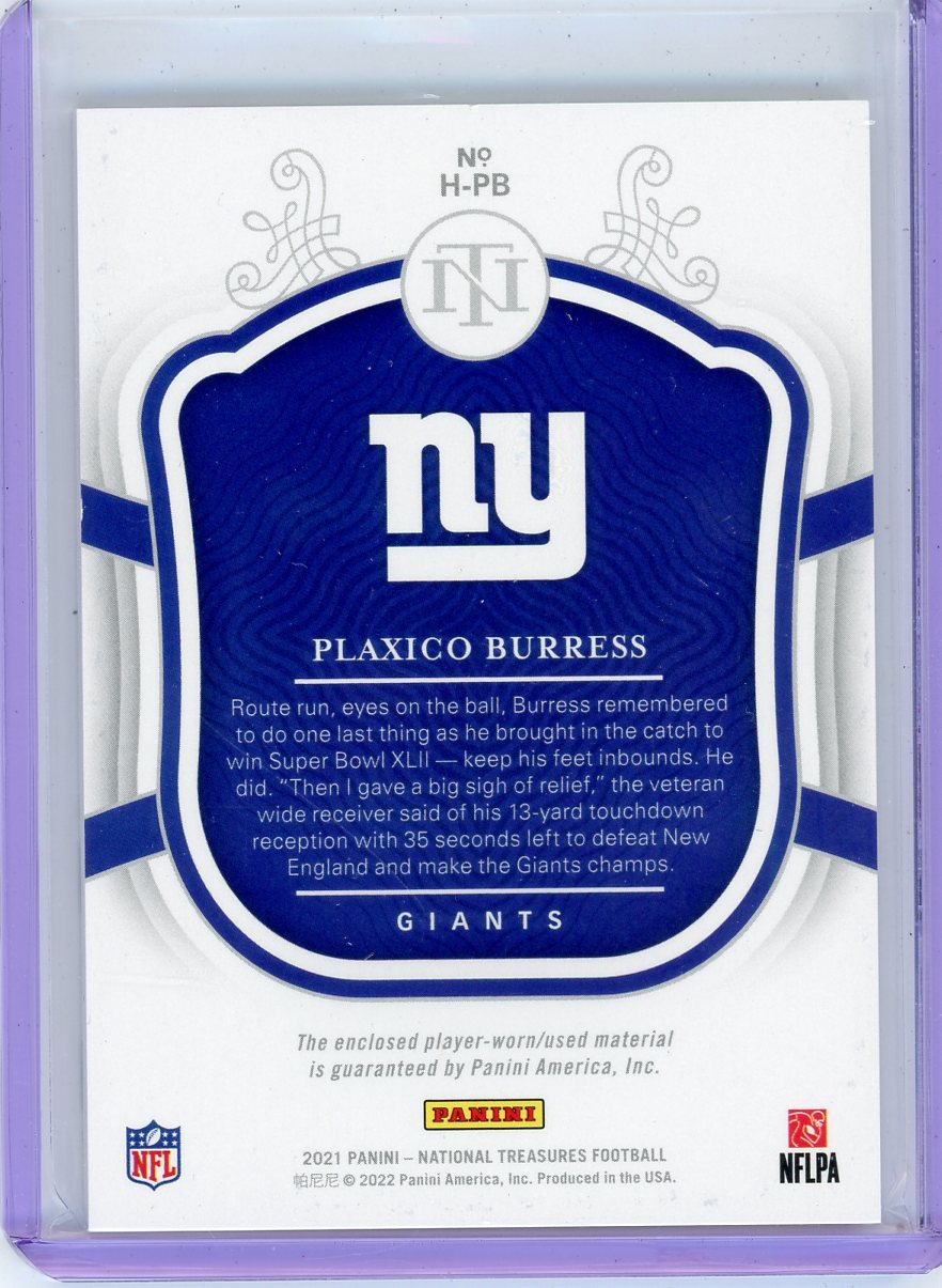 Plaxico Burress 2021 Panini National Treasures Heirlooms Patch #'d /99