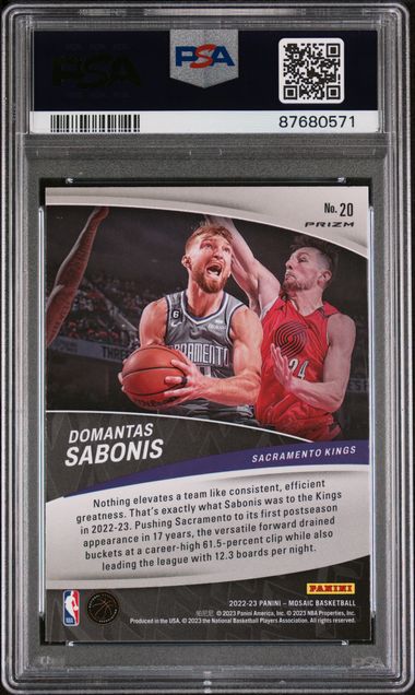 Domantas Sabonis 2022 Panini Mosaic Elevate Green Mosaic prizm PSA 10