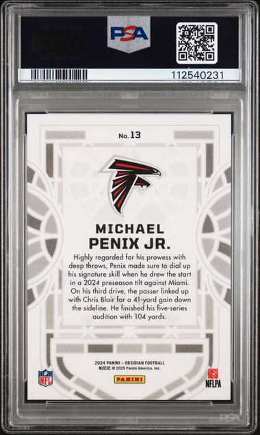 Michael Penix Jr. 2024 Panini Obsidian Black Stained Glass rc PSA 9