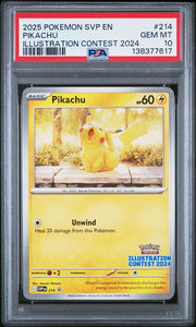 Pikachu 2025 Pokémon Illustration Contest #214 PSA 10