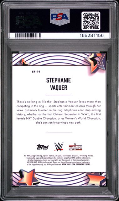 Stephanie Vaquer 2026 Cosmic Chrome WWE Starfractor Orange Galactic #'d 06/25 PSA 10