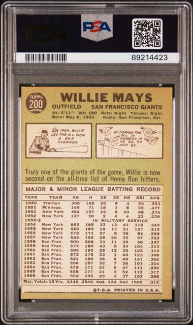 Willie Mays 1967 Topps #200 PSA 6