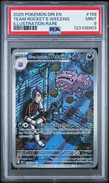 Team Rocket's Weezing Pokémon Destined Rivals Illustration Rare #199/182 PSA 9