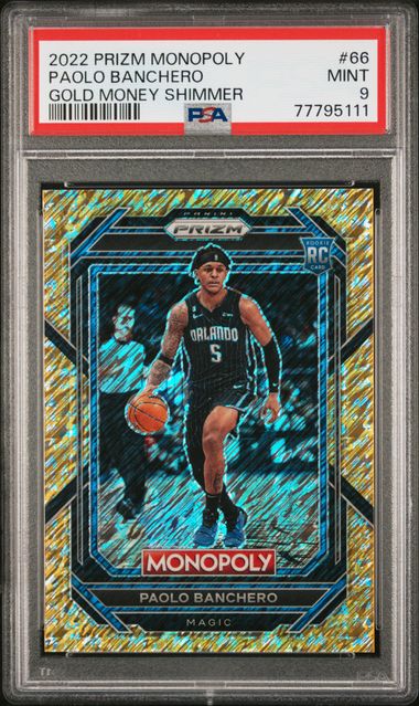 Paolo Banchero 2022 Panini Prizm Monopoly Gold Money Shimmer Rookie 