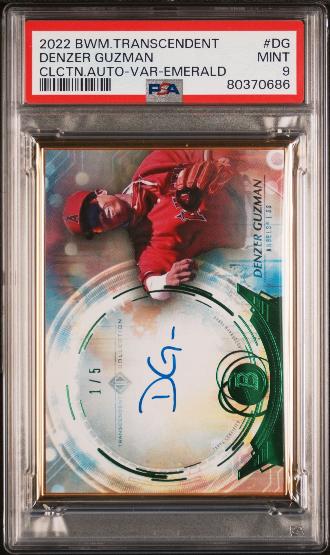 Denzer Guzman 2022 Bowman Transcendent autograph green #'d 1/5 PSA 9