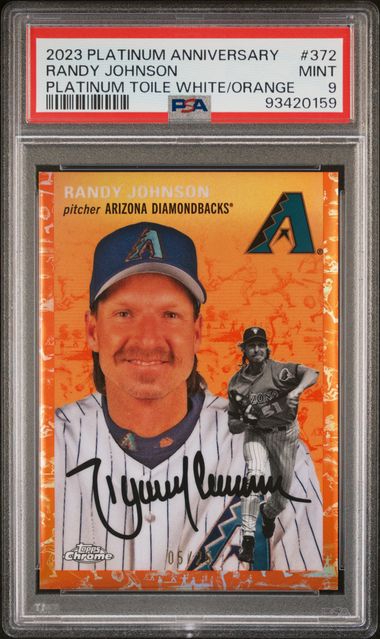 Randy Johnson 2023 Platinum Annv Orange Toile 05/25 PSA 10