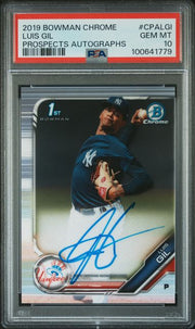 Luis Gil 2019 Bowman Chrome 1st Bowman Autograph PSA 10