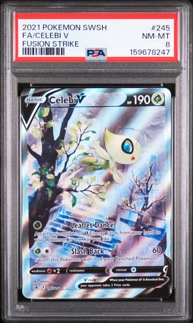 Celebi V Pokémon Fusion Strike Alternate Full Art #245/264 PSA 8