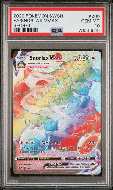 Snorlax Vmax Pokémon Sword & Shield Base Set Rainbow Rare 