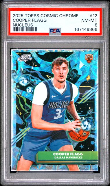 Cooper Flagg 2025 Topps Cosmic Chrome Nucleus Rookie PSA 8