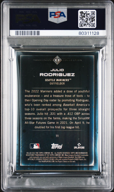 Julio Rodriguez 2022 Bowman Transcendent Collection Bowman Icons /50 PSA 9