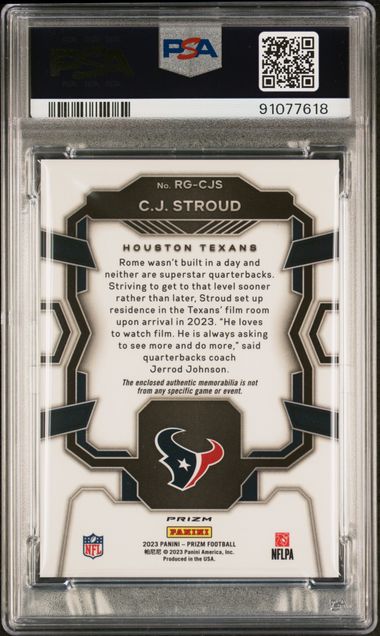 C.J. Stroud 2023 Panini Prizm Rookie Gear PSA 10