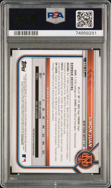 Simon Juan 2022 Bowman Chrome Sapphire Yellow 