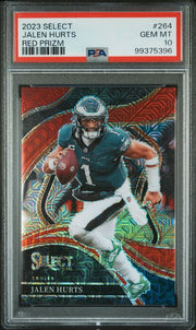 Jalen Hurts 2023 Panini Select Club Level Red Prizm #’d 08/49 PSA 10