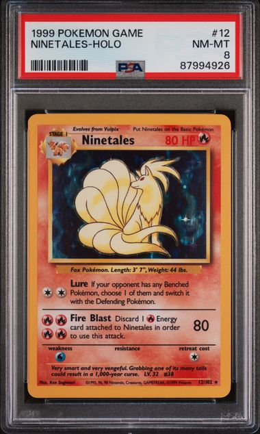 Ninetales 1999 Pokemon Base Set rare holo #12/102 PSA 8