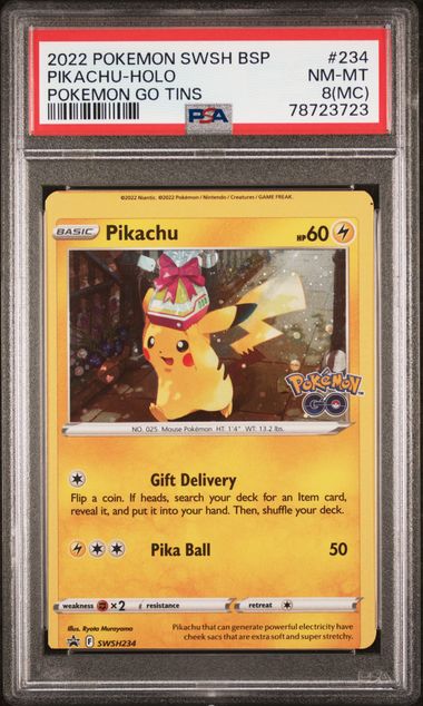 Pikachu 2022 Pokemon Go Black Star Promo #SWSH234 PSA 8 (MC)