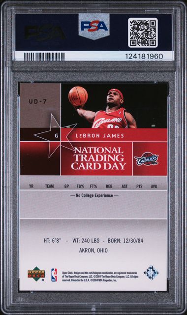 LeBron James 2004 Upper Deck National Trading Card Day PSA 8