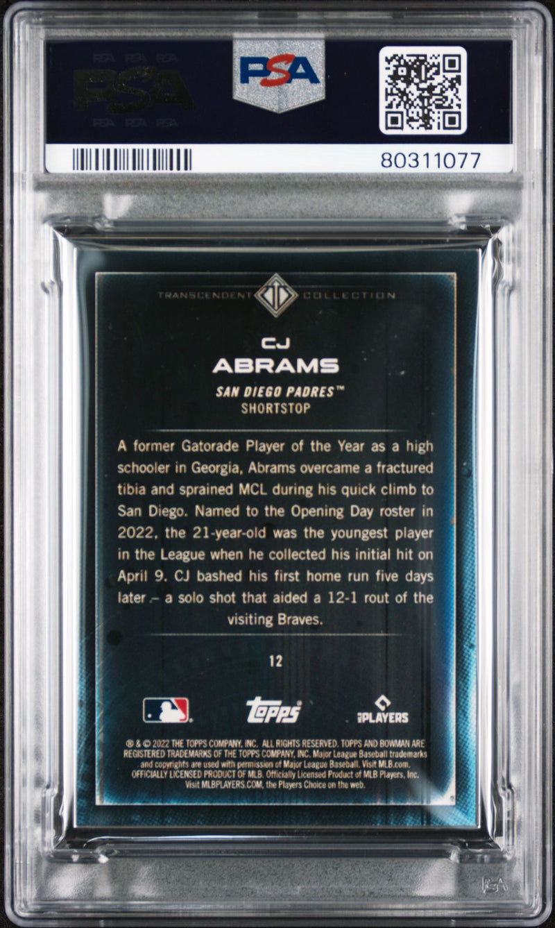 CJ Abrams 2022 Bowman Transcendent Collection Bowman Icons /50 Running PSA 9