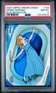 Wendy Darling 2025 Topps Chrome Disney #158 Blue Refractor /150 PSA 8
