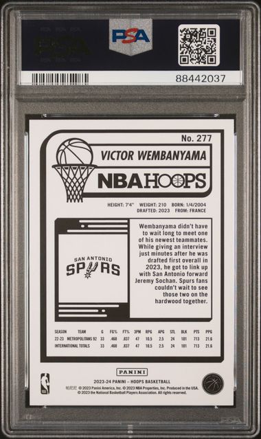 Victor Wembanyama 2023-24 Panini NBA Hoops RC PSA 10