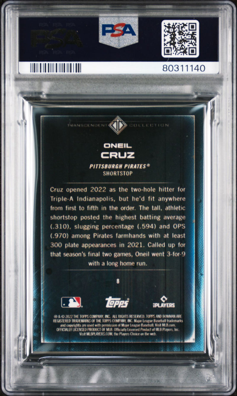 Oneil Cruz 2022 Bowman Transcendent Collection Bowman Icons /50 Batting PSA 10