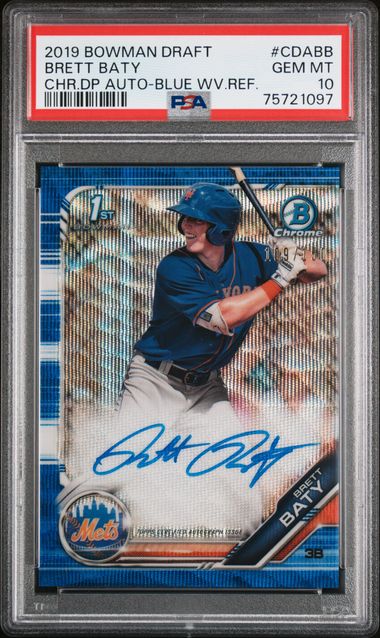 Brett Baty 2019 Bowman Draft Blue Wave Auto PSA 10