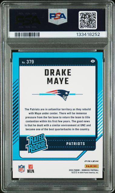 Drake Maye 2024 Panini Optic Preview Blue Scope Prizm RC PSA 9