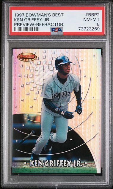 Ken Griffey Jr. 1997 Bowman's Best Preview Refractor PSA 8