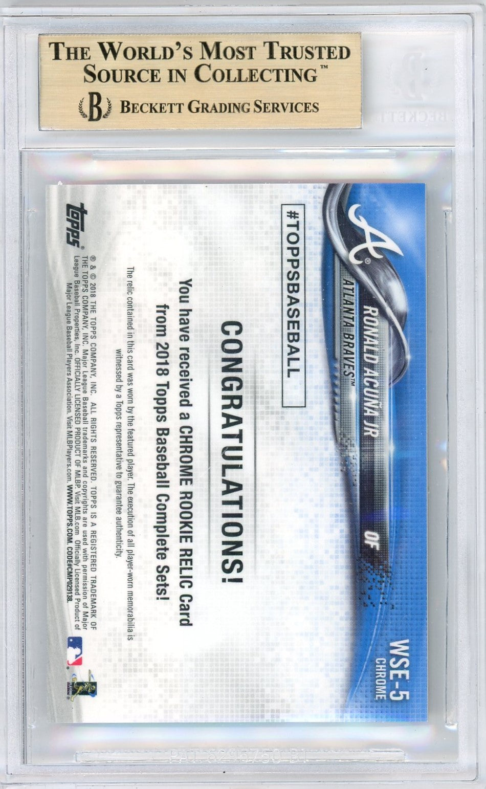 Ronald Acuna Jr. 2018 Topps Chrome Rookie Relics Jersey BGS 9.5
