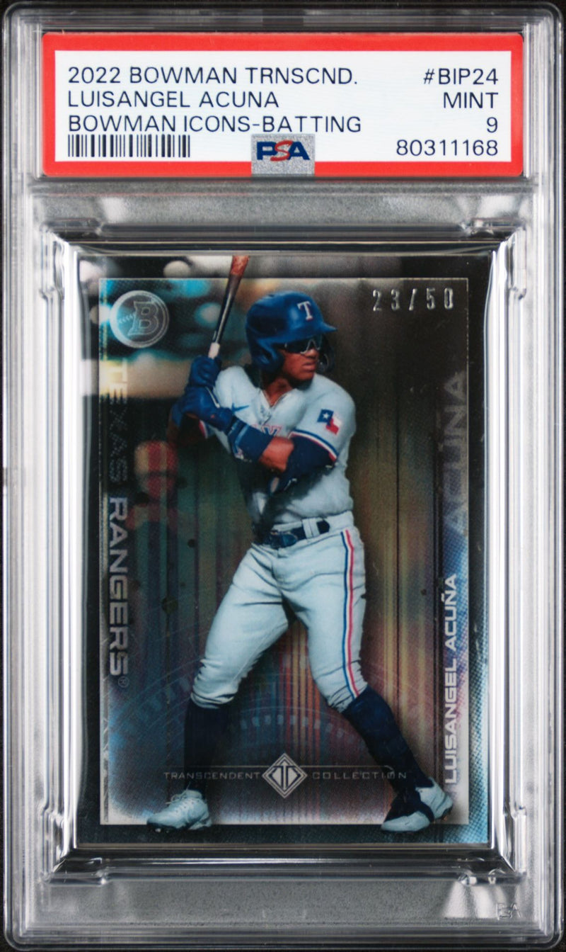 Luisangel Acuna 2022 Bowman Transcendent Collection Bowman Icons /50 Batting PSA 9